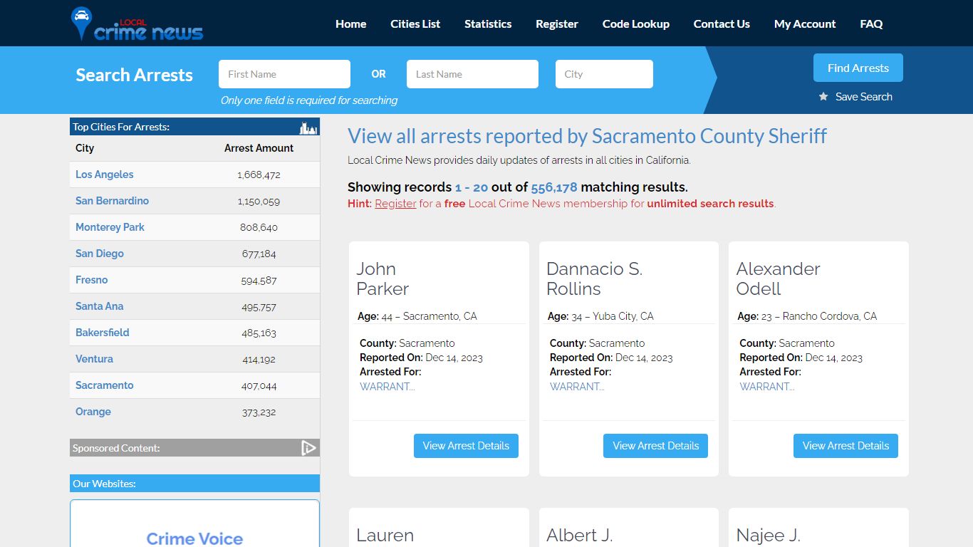 Arrests reported by Sacramento County Sheriff | Local Crime News